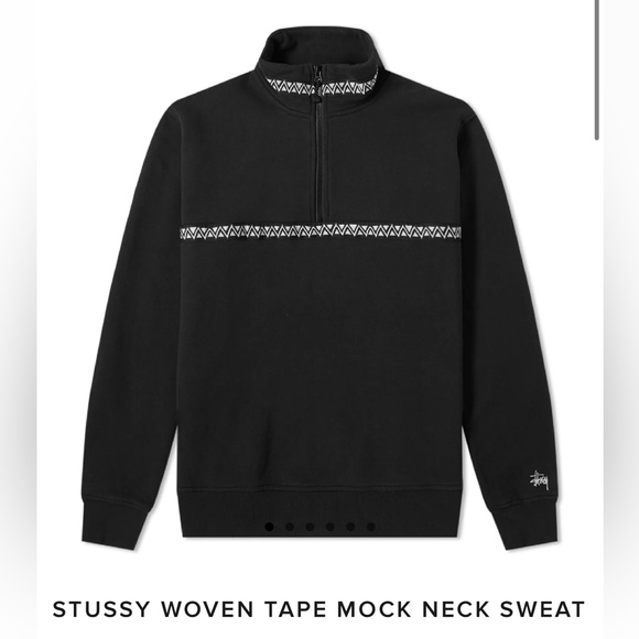 STUSSY WOVEN TAPE MOCK NECK 1/4 ZIP-UP (BLACK) - Picture 10 of 10